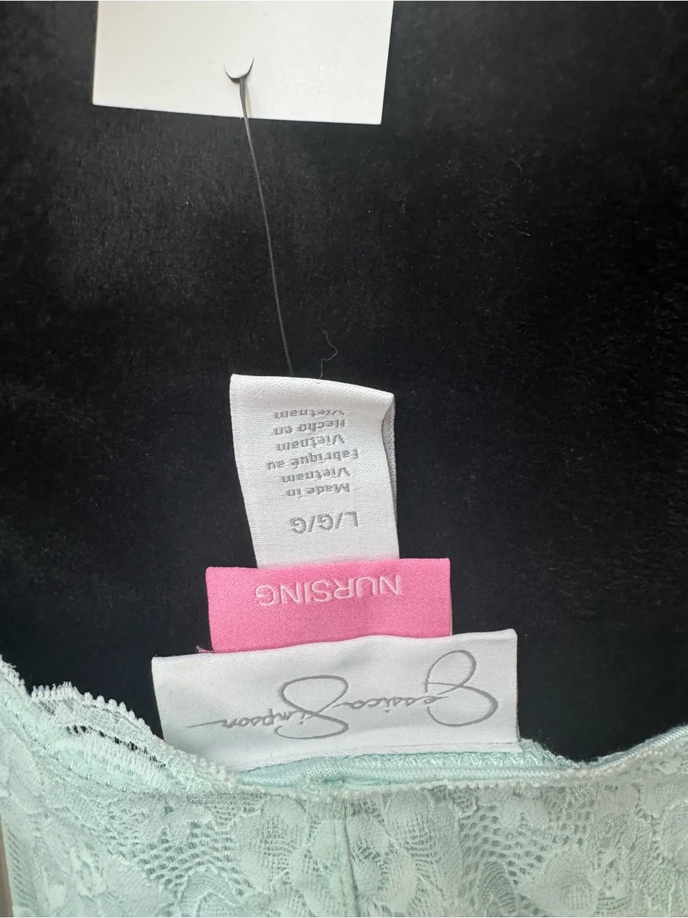NWT Jessica Simpson Maternity Lace-Trim Sleep Chemise Light Green Mint Large